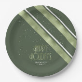 Assiettes En Carton Motif de Noël Vert/Blanc ID862 (Devant)