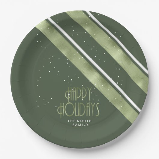 Assiettes En Carton Motif de Noël Vert/Blanc ID862 (Devant)