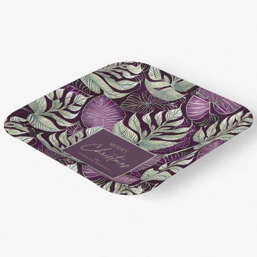 Assiettes En Carton Motif de Noël vert violet #29 ID1009 (Angulaire)
