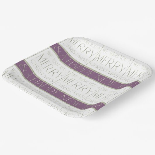 Assiettes En Carton Motif de Noël vert violet #35 ID1009 (Angulaire)