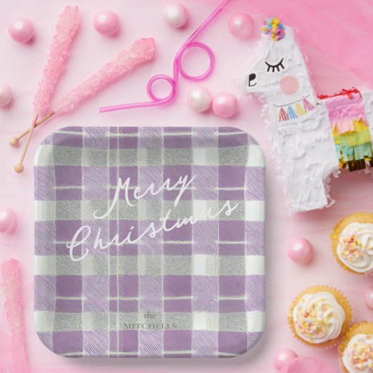 Assiettes En Carton Motif de Noël vert violet #7 ID1009 (Fête)