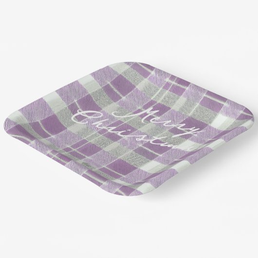 Assiettes En Carton Motif de Noël vert violet #7 ID1009 (Angulaire)