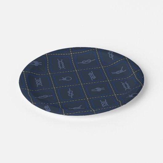 Assiettes En Carton Motif de noeud de corde nautique (Angle)