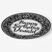 Assiettes En Carton Motif de nombre aléatoire 50 noir/blanc (Angle)