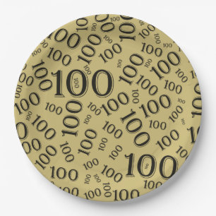 Assiettes En Carton Motif de nombre d'or/de fête d'anniversaire de