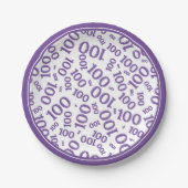 Assiettes En Carton motif de numéro aléatoire du 100e parti violet/bla (Devant)