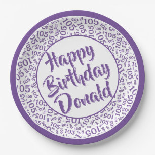 Assiettes En Carton motif de numéro aléatoire du 105e parti violet/bla