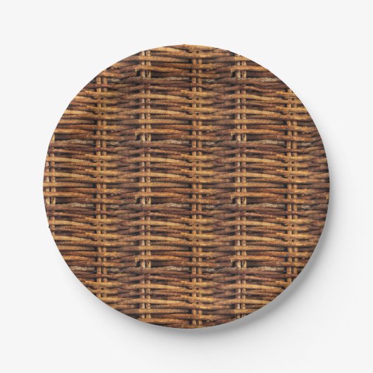 Assiettes En Carton Motif de panier d'osier (Devant)