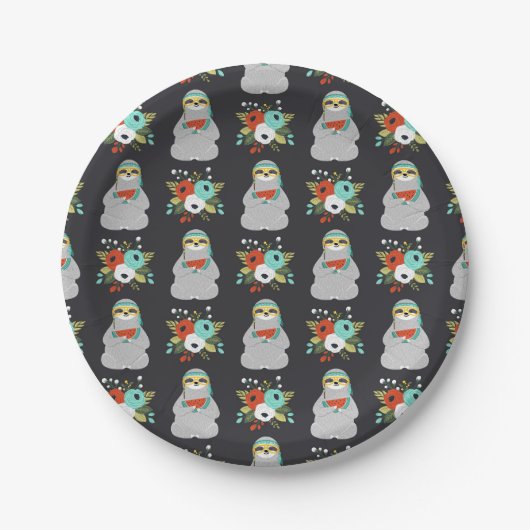 Assiettes En Carton Motif de paresse de pastèque (Devant)