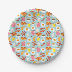 Assiettes En Carton Motif de partie de brunch de petit déjeuner