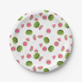 Assiettes En Carton Motif de pastèque rose et vert d'été (Devant)