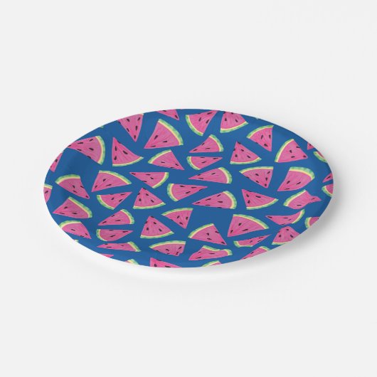 Assiettes En Carton Motif de pastèque tropicale (Angle)