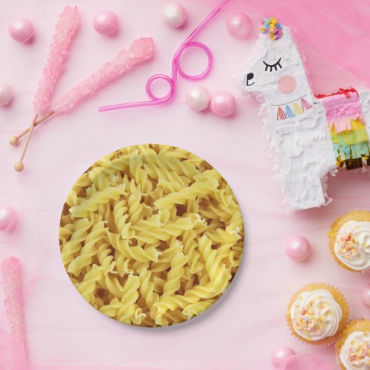 Assiettes En Carton Motif de pâtes en spirale jaune (Fête)