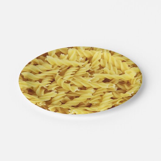 Assiettes En Carton Motif de pâtes en spirale jaune (Angle)