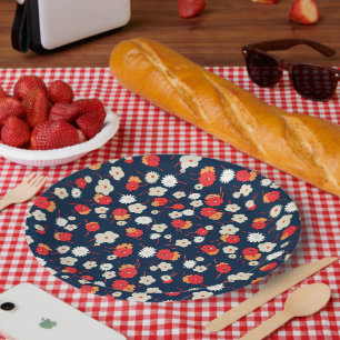 Assiettes En Carton Motif de petites fleurs heureuses