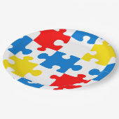 Assiettes En Carton Motif de pièce de puzzle couleur vive (Angle)