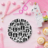 Assiettes En Carton Motif de pièces d'échecs - noir et blanc (Fête)