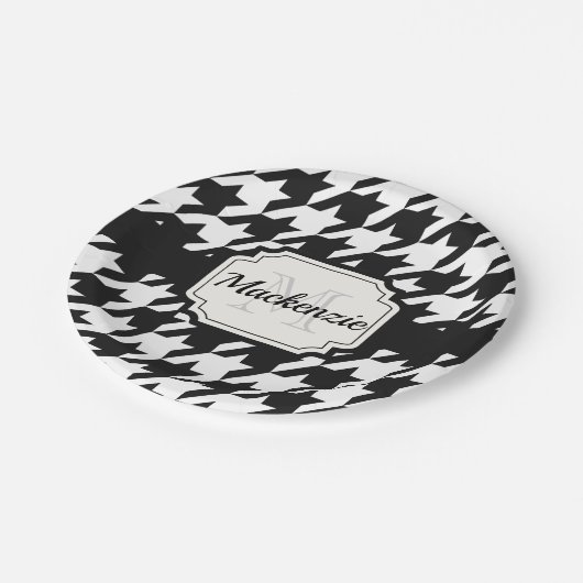 Assiettes En Carton Motif de pied-de-poule (Angle)