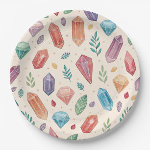 Assiettes En Carton Motif de pierre précieuse colorée (2)
