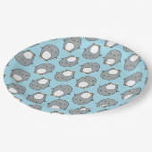 Assiettes En Carton Motif de pingouin bleu bébé (Angle)