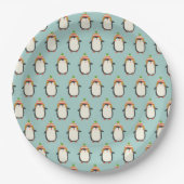 Assiettes En Carton Motif de pingouins mignons - Aqua Green Christmas (Devant)