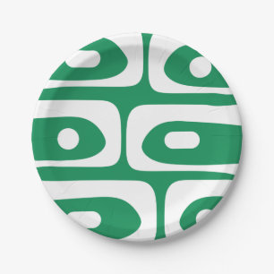 Assiettes En Carton Motif de piquet moyen Kelly Vert et Blanc