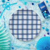 Assiettes En Carton Motif de plaid bleu et blanc (Fête)