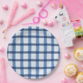 Assiettes En Carton Motif de plaid bleu et blanc (Fête)
