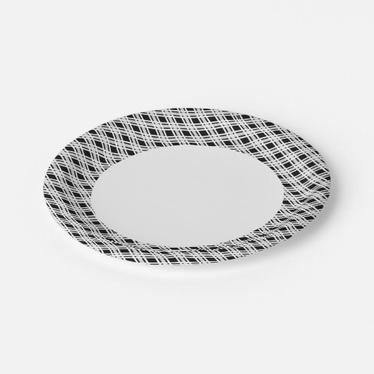Assiettes En Carton Motif de plaid par bandes (Angle)