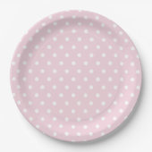 Assiettes En Carton Motif de point de polka rose blanc (Devant)