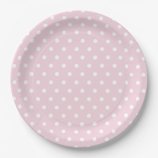 Assiettes En Carton Motif de point de polka rose blanc (Devant)