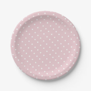Assiettes En Carton Motif de point Polka blanc et rose simple