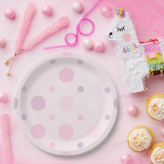 Assiettes En Carton Motif de point rose mignon (Fête)