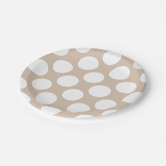 Assiettes En Carton Motif de pois blanc beige (Angle)