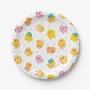 Assiettes En Carton Motif de pois de poussins de bébé