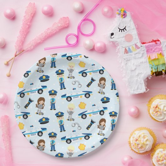 Assiettes En Carton Motif de police (Fête)