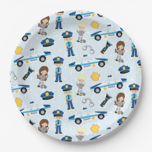 Assiettes En Carton Motif de police (Devant)