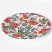 Assiettes En Carton Motif de Poppies rouges et violettes (Angle)