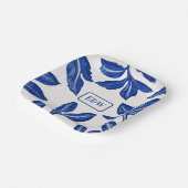 Assiettes En Carton Motif de poterie Feuille Bleue avec initiales appa (Angulaire)