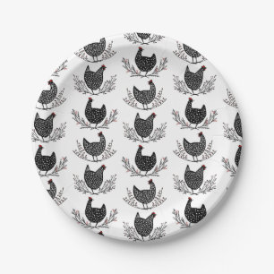 Assiettes En Carton Motif de poulet sans joint