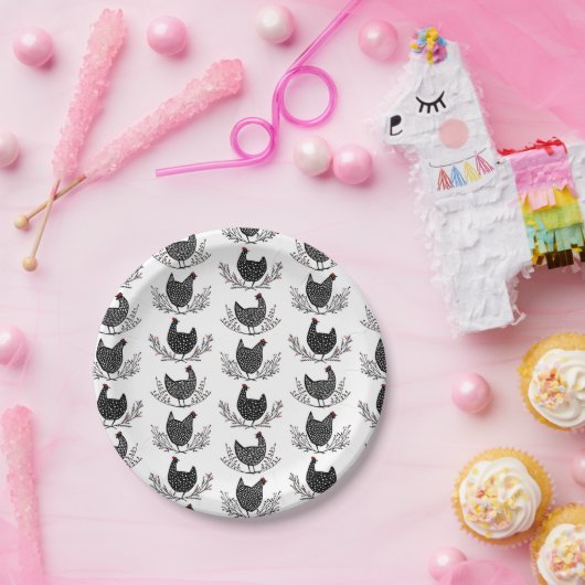 Assiettes En Carton Motif de poulet sans soudure (Fête)