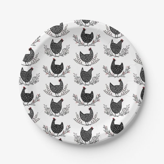 Assiettes En Carton Motif de poulet sans soudure (Devant)