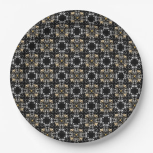 Assiettes En Carton Motif de régence d'argent, d'or et de Black Hollyw