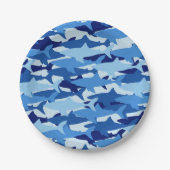 Assiettes En Carton Motif de requin bleu (Devant)