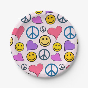 Assiettes En Carton Motif de Rire d'amour pour la paix