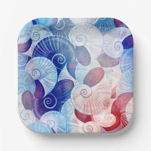 Assiettes En Carton Motif de scène de coquillages (Recto)