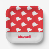 Assiettes En Carton Motif de silhouette du Père Noël en rouge (Recto)