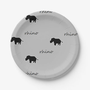 Assiettes En Carton motif de silhouette rhinocéros