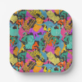 Assiettes En Carton Motif de silhouettes animales rétro (Recto)