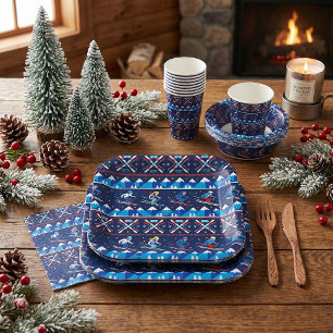 Assiettes En Carton Motif de ski de Noël laid pour les Fêtes